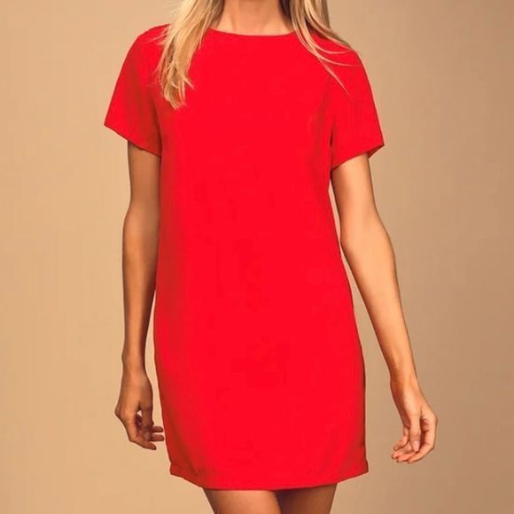 Lulus Shift and Shout‎ Red Shift Dress SMALL - Picture 3 of 12